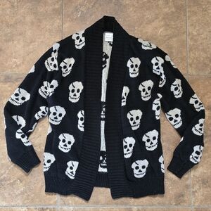 Black White Skull Infiniti Cardigan Long Sleeve